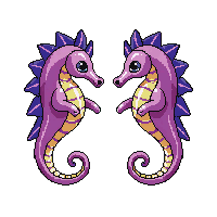 underwater kingdom seahorse pair two tiny colorful holding