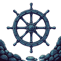 underwater kingdom sunken ship wheel steering wooden