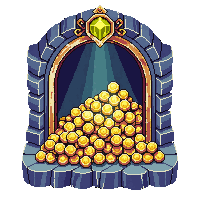 underwater kingdom treasure vault room gold gems piled