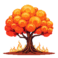 burning tree fire orange flames engulfed hot