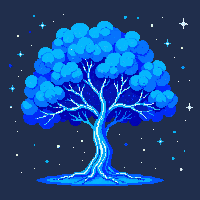 glowing tree blue magical luminous enchanted night