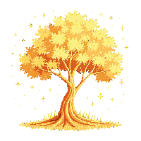 glowing tree golden magical radiant celestial warm