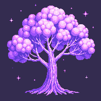glowing tree purple magical crystalline ethereal