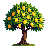 lemon tree green canopy yellow fruit bright