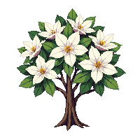 magnolia tree white large flowers green dark leaves