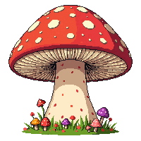 mushroom tree large red cap spotted fairy fantasy