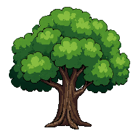 oak tree large green round canopy brown trunk