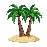 palm tree double two trunks green fronds island