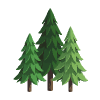 pine tree cluster group three varying heights green