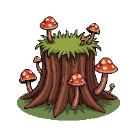 tree stump old rotting mushrooms growing moss