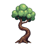 twisted tree crooked bent wind shaped character