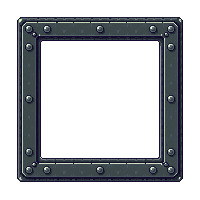 iron frame dark metal rivets rectangular