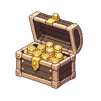 wooden chest open golden coins inside