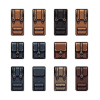 inventory grid nine slots arranged backpack leather