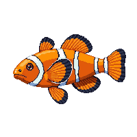 Underwater Clownfish Orange White Stripes Tropical — free pixel art sprite from the Underwater collection, transparent PNG