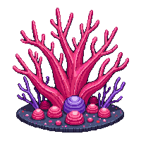 Underwater Coral Reef Pink Branching Formation — free pixel art sprite from the Underwater collection, transparent PNG