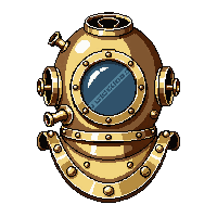 Underwater Diving Helmet Brass Old Vintage — free pixel art sprite from the Underwater collection, transparent PNG