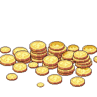 Underwater Gold Coins Pile Scattered Sand Floor — free pixel art sprite from the Underwater collection, transparent PNG