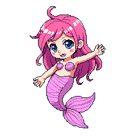 underwater merfolk child small playful pink tail