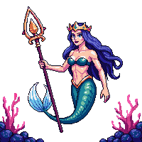 underwater merfolk elder wise staff coral crown