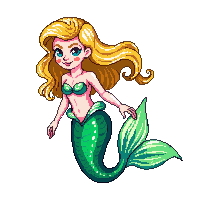 underwater mermaid princess golden hair tail green