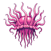 Underwater Sea Anemone Pink Tentacles Waving — free pixel art sprite from the Underwater collection, transparent PNG