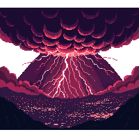 Ash Storm Clouds Dark Red Lightning Sky — free pixel art sprite from Volcanic