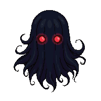 Ash Wraith Floating Dark Smoke Red Eyes — free pixel art sprite from Volcanic