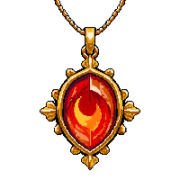 Fire Amulet Pendant Red Gem Chain Golden — free pixel art sprite from Volcanic