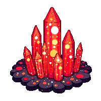 Fire Crystal Formation Red Growing Cluster — free pixel art sprite from Volcanic