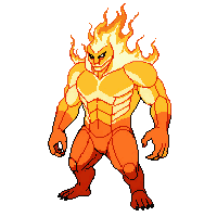 Fire Elemental Humanoid Flame Body Burning — free pixel art sprite from Volcanic