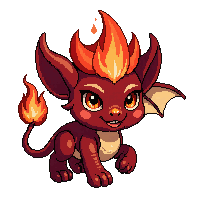 Fire Imp Small Horns Wings Mischievous Red — free pixel art sprite from the Volcanic collection, transparent PNG