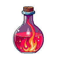 Fire Potion Bottle Red Swirling Liquid Flame — free pixel art sprite from Volcanic