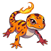 Fire Salamander Lizard Flame Orange Spotted — free pixel art sprite from Volcanic