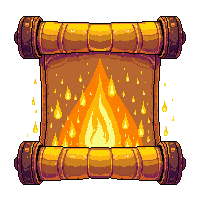 Fire Scroll Ancient Runes Burning Orange Glow — free pixel art sprite from Volcanic
