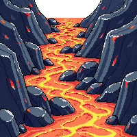 lava flow river molten orange rocky banks