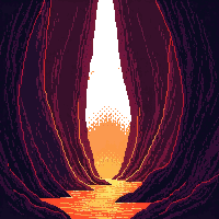 lava tube cave dark orange glow passage