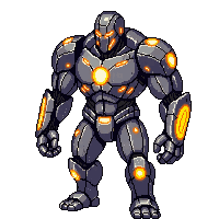 Stone Titan Massive Humanoid Cracked Glowing — free pixel art sprite from the Volcanic collection, transparent PNG