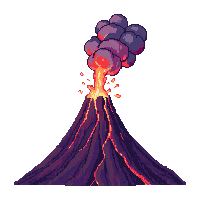 volcano peak erupting lava smoke ash plume