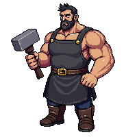 blacksmith forge hammer anvil muscular apron