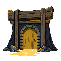 gold mine entrance dark timber support