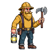 gold prospector miner pickaxe lantern beard