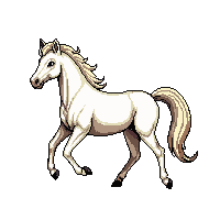 horse white mare graceful trotting mane