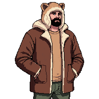 mountain man fur coat trapper coonskin cap