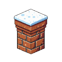 Chimney Brick Red Top Snow Covered Rooftop — free pixel art sprite from Winter Holiday