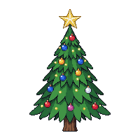 Christmas Tree Decorated Ornaments Star Lights — free pixel art sprite from Winter Holiday