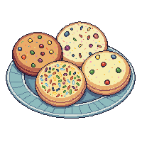 Cookies Plate Decorated Icing Sprinkles Holiday — free pixel art sprite from the Winter Holiday collection, transparent PNG