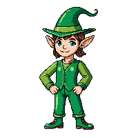 elf helper green suit pointed hat shoes