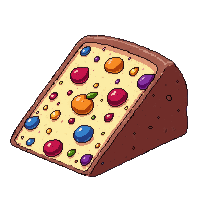 Fruitcake Slice Colorful Fruit Nuts Dense — free pixel art sprite from the Winter Holiday collection, transparent PNG