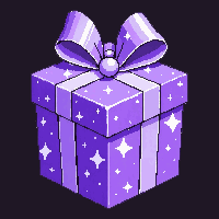 Present Box Purple Sparkle Silver Bow Tiny — free pixel art sprite from the Winter Holiday collection, transparent PNG